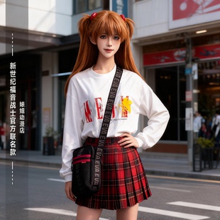 【正版】EVA新世纪福音战士联名斜挎单肩包 明日香动漫周边腰痛包