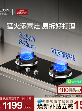 [新品]方太TX22燃气灶天然气家用猛火小双灶台煤气液化官方旗舰