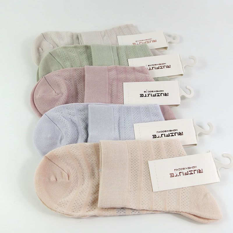 瑞孚特袜子女网眼超薄莫代尔柔软松口中筒空调袜纯色透气百搭复古