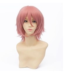 Firy新款 Til妖精的尾巴 纳兹·多拉格尼尔混粉红色co假发 高温丝