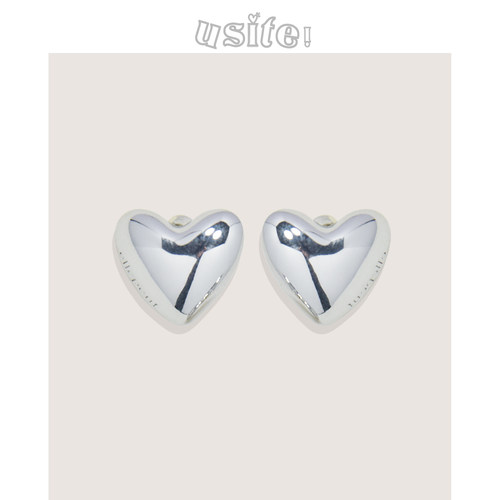 usite冷银爱心女朴敏英同款耳钉