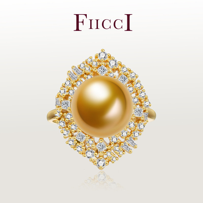 18K金钻石戒指女海水珍珠戒指