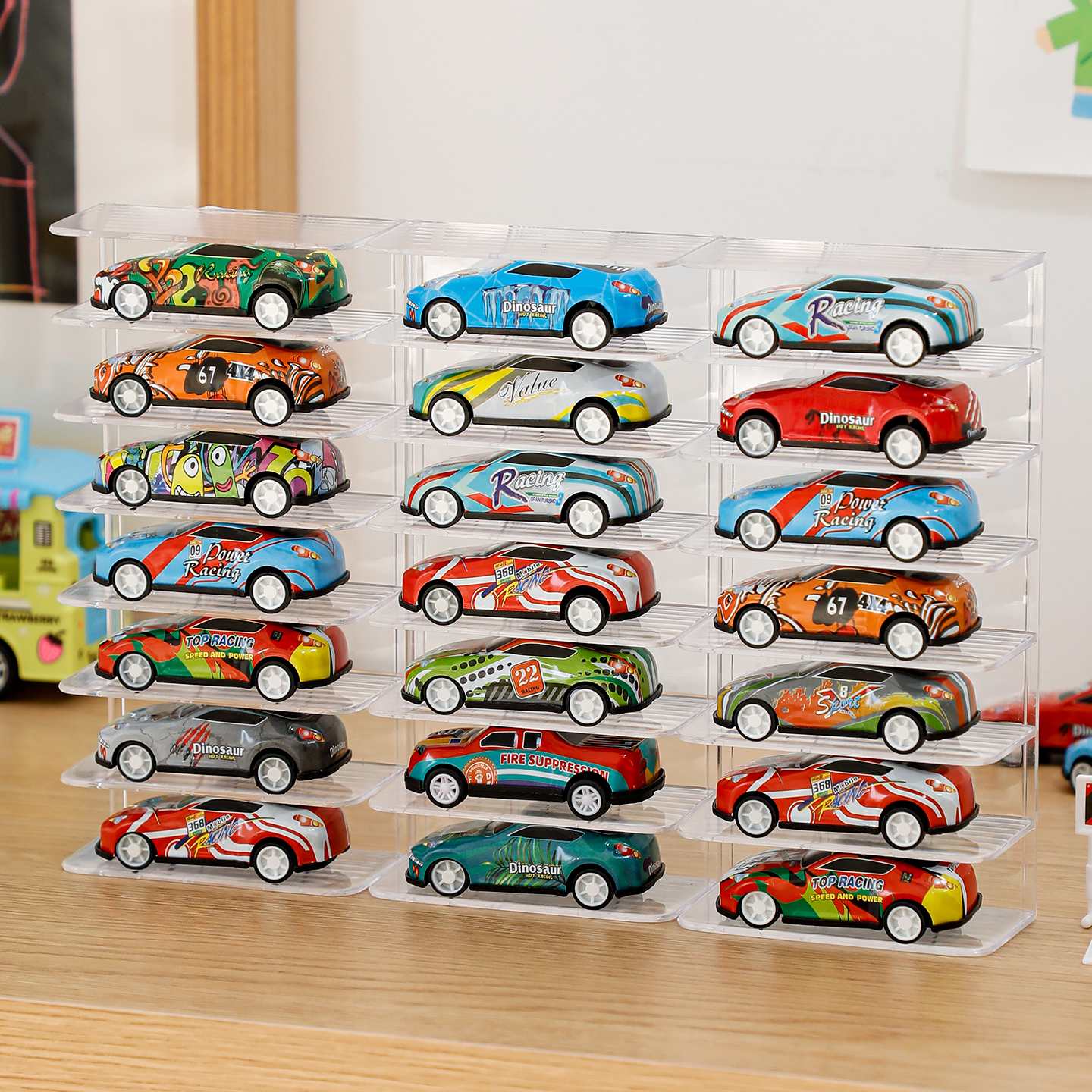 儿童玩具小汽车收纳展示架亚克力