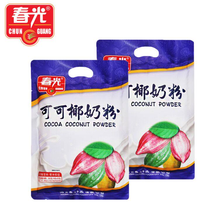 海南特产春光可可椰奶粉360克2袋装共40小包  椰香巧克力口味