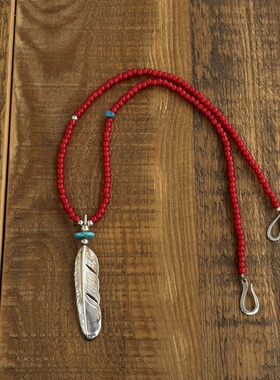 思涵银工坊Larry Smith925纯银雨覆羽琉璃珠小众余文乐男女款项链