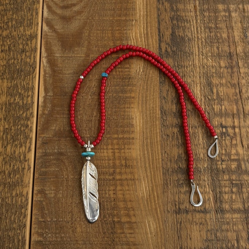 思涵银工坊Larry Smith925纯银雨覆羽琉璃珠小众余文乐男女款项链