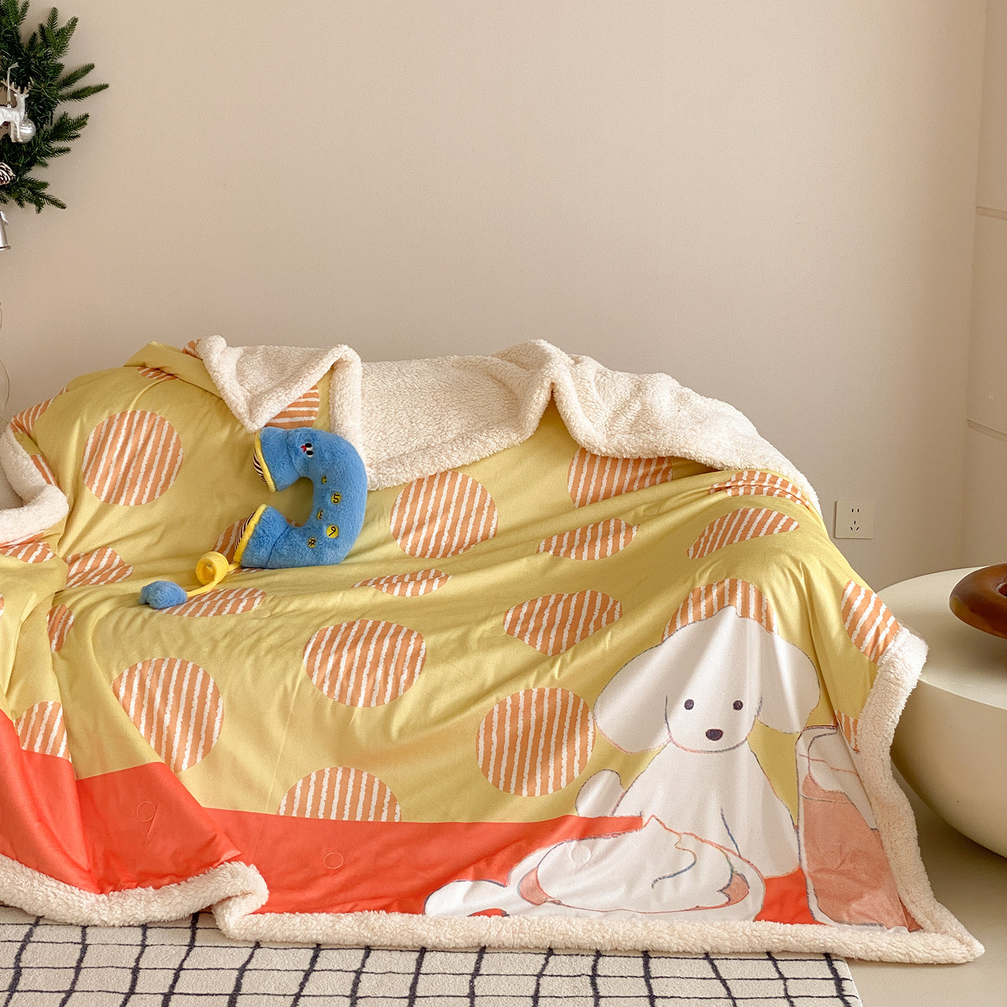 富山商店 x 寺冈奈津美 焦糖小狗系列 秋冬加厚仿羊羔绒毛毯,床上用品,休闲毯/毛毯/绒毯,淘宝优惠券,粉丝福利购,淘宝优惠卷