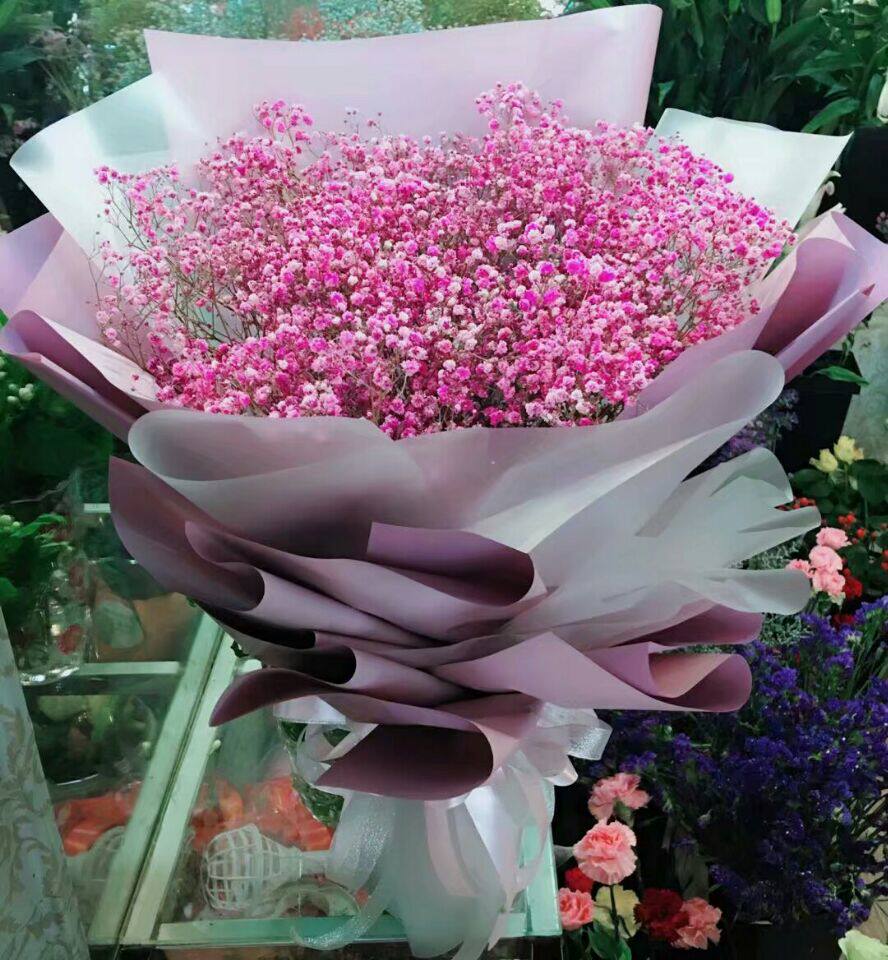 2018流行款花束新包装彩色满天星花束爱人女友送花520鲜花同城送