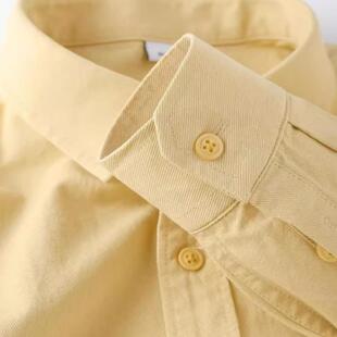 普洛克正品 四季多巴胺浅黄色翻领长袖衬衫男女减龄显白衬衣外套