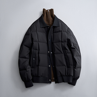 普洛克正品 羊羔毛领可脱卸多口袋机车短款超酷夹克青年黑羽绒服