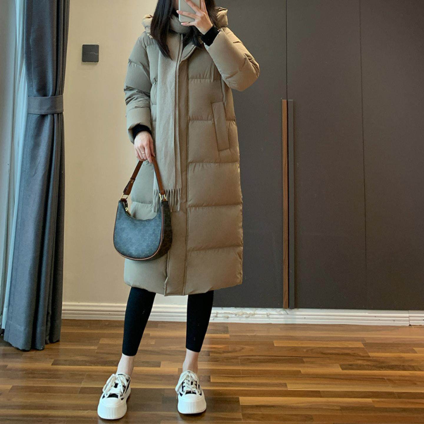 普洛克正品 95白鹅绒羽绒服女装中长款冬季女款小众鹅绒服面包服