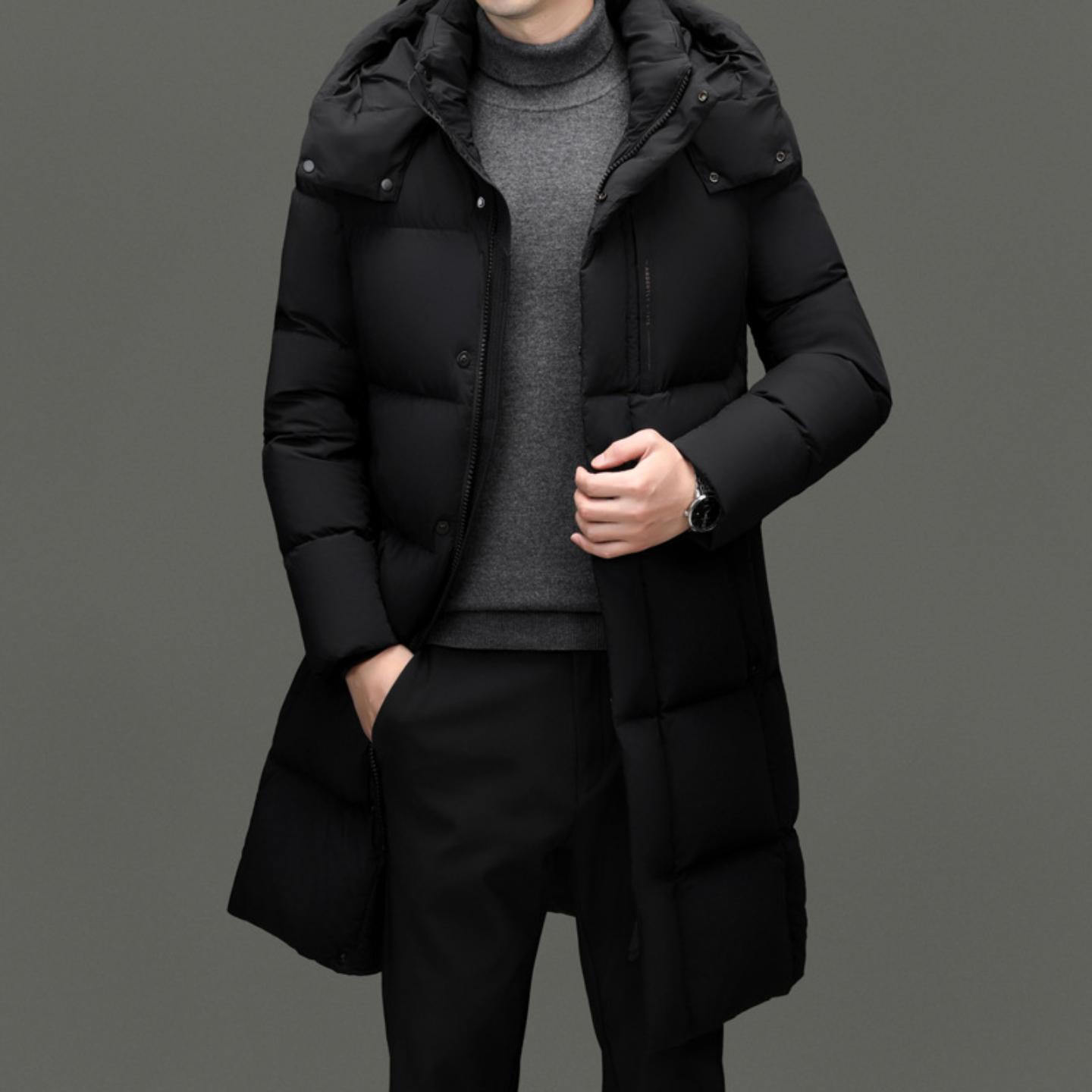 普洛克正品 款羽绒服男加厚保暖冬装加长版潮流帅气防寒外套男装