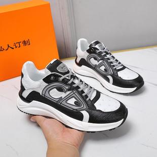 普洛克正品 鸵鸟皮鞋男春秋商务系带真皮鞋子英伦休闲潮流尖头鞋