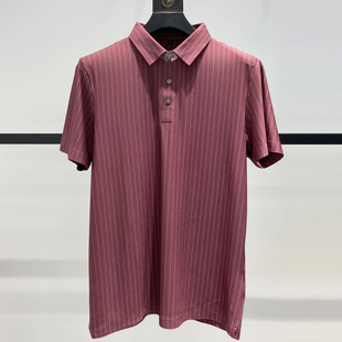 普洛克正品 锦纶氨纶夏男士弹力短袖衬衫竖条纹直筒商务休闲T恤