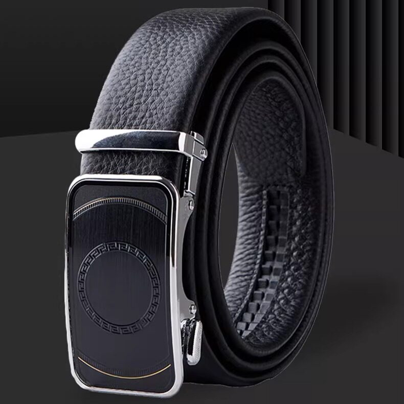 普洛克正品 商务皮带加合金扣头真皮腰带裤带自动扣自然纹理轻奢