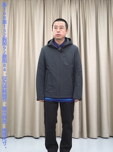 灰色棉服男 中长款连帽修身 普洛克正品24春 时尚休闲薄棉外套