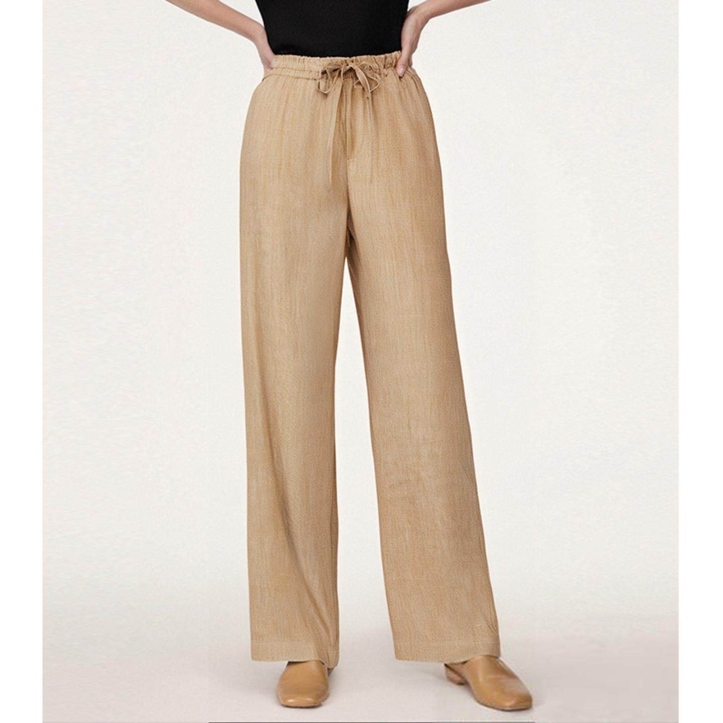 普洛克正品 通勤休闲裤牛仔裤女春秋季新款高端亚麻半松紧阔腿裤,女装/女士精品,棉裤/羽绒裤,淘宝优惠券,粉丝福利购,淘宝优惠卷