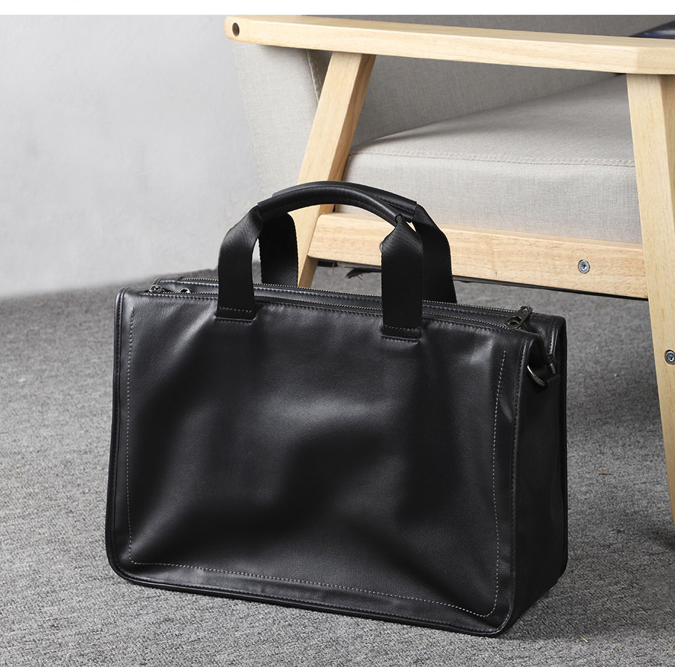 普洛克正品25新款真皮软皮手提包男羊皮软包编织包头层牛皮商务包