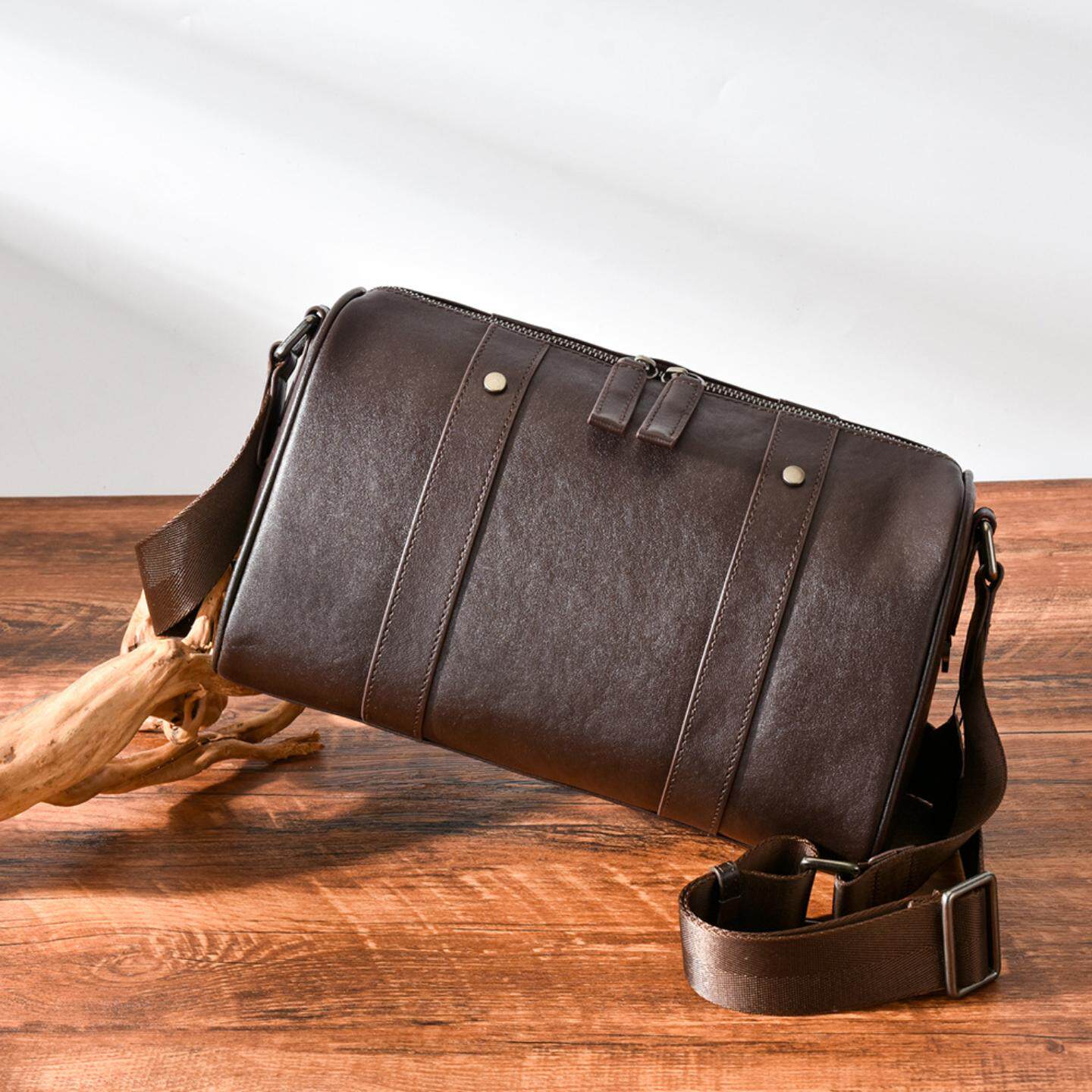 普洛克正品 单肩包枕头包新款质感单肩包头层牛皮斜挎男包真皮包