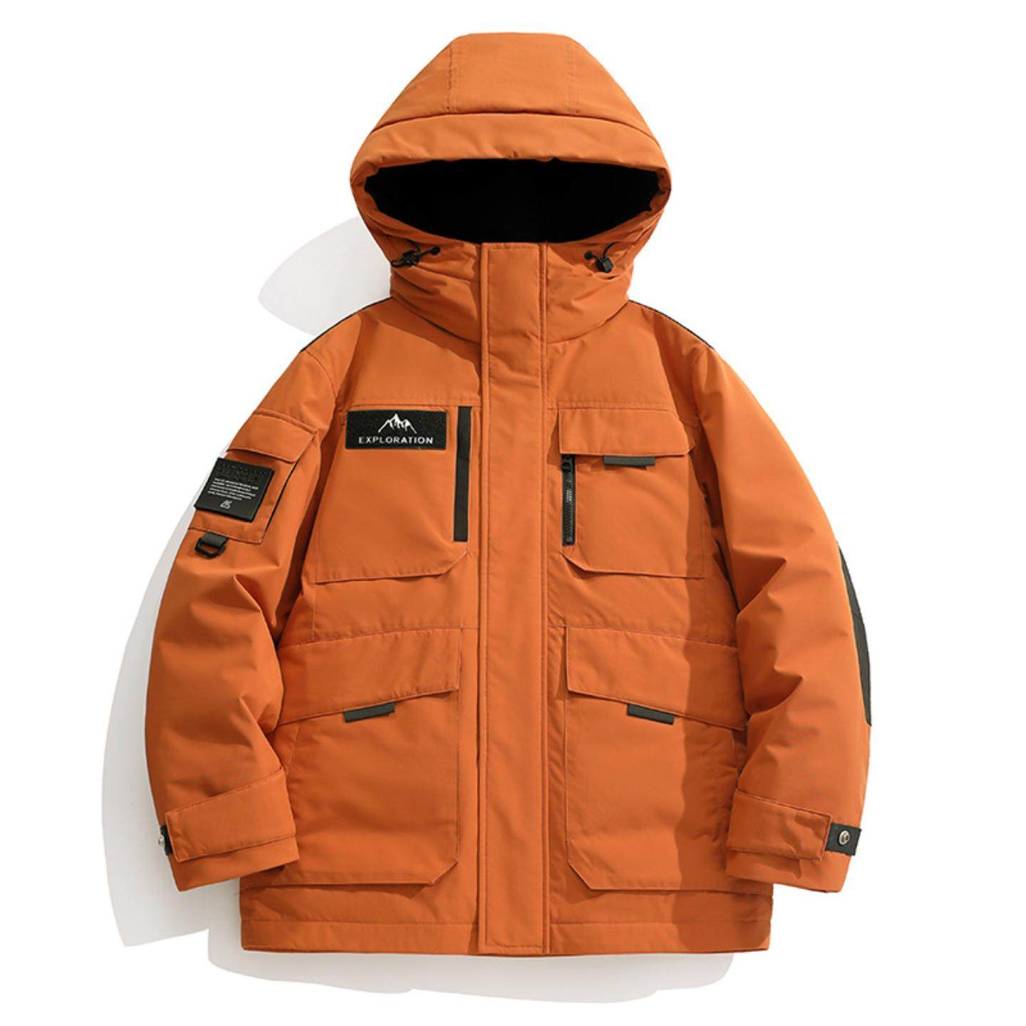 普洛克正品 中长款羽绒服工装连帽百搭休闲冲锋衣情侣款时尚外套