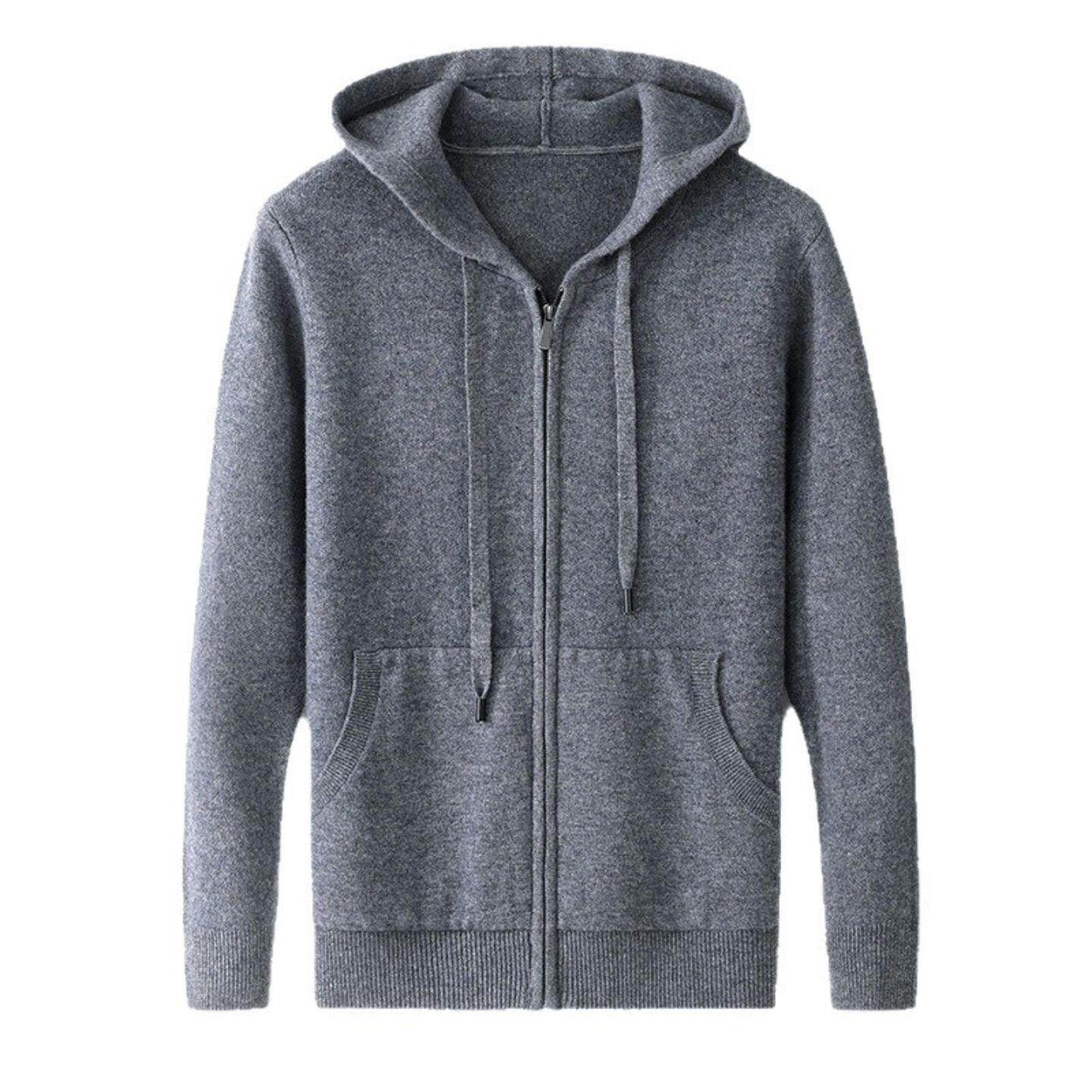 普洛克正品9针加厚带帽带口袋卫衣羊毛衫男士毛衣针织衫外套