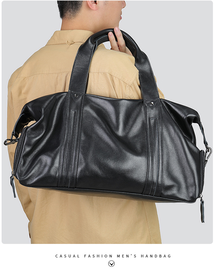 普洛克正品  黑色17寸电脑大包牛皮包男士单肩背包黑色真皮包