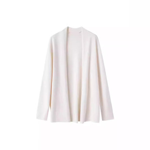 普洛克正品 女装人白色毛衣开衫长款慵懒风康赛妮丝羊绒针织衫女