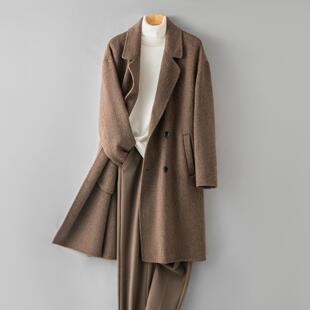 普洛克正品 羊毛山羊绒大衣长款双面羊毛大衣男高端毛呢黑色外套