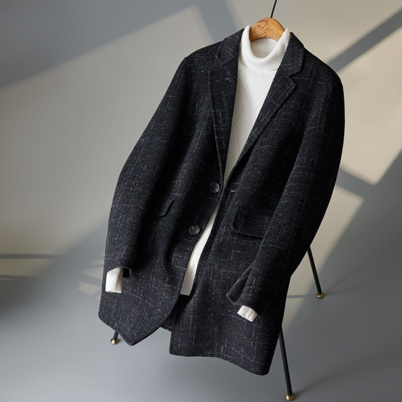 普洛克正品  冬男羽绒内胆可脱卸西装男呢子羊毛大衣休闲外套