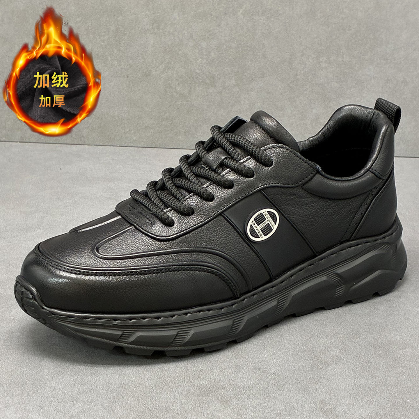 普洛克正品 保暖休闲鞋时尚百搭黑色工装皮鞋软底轻便潮流鞋子男