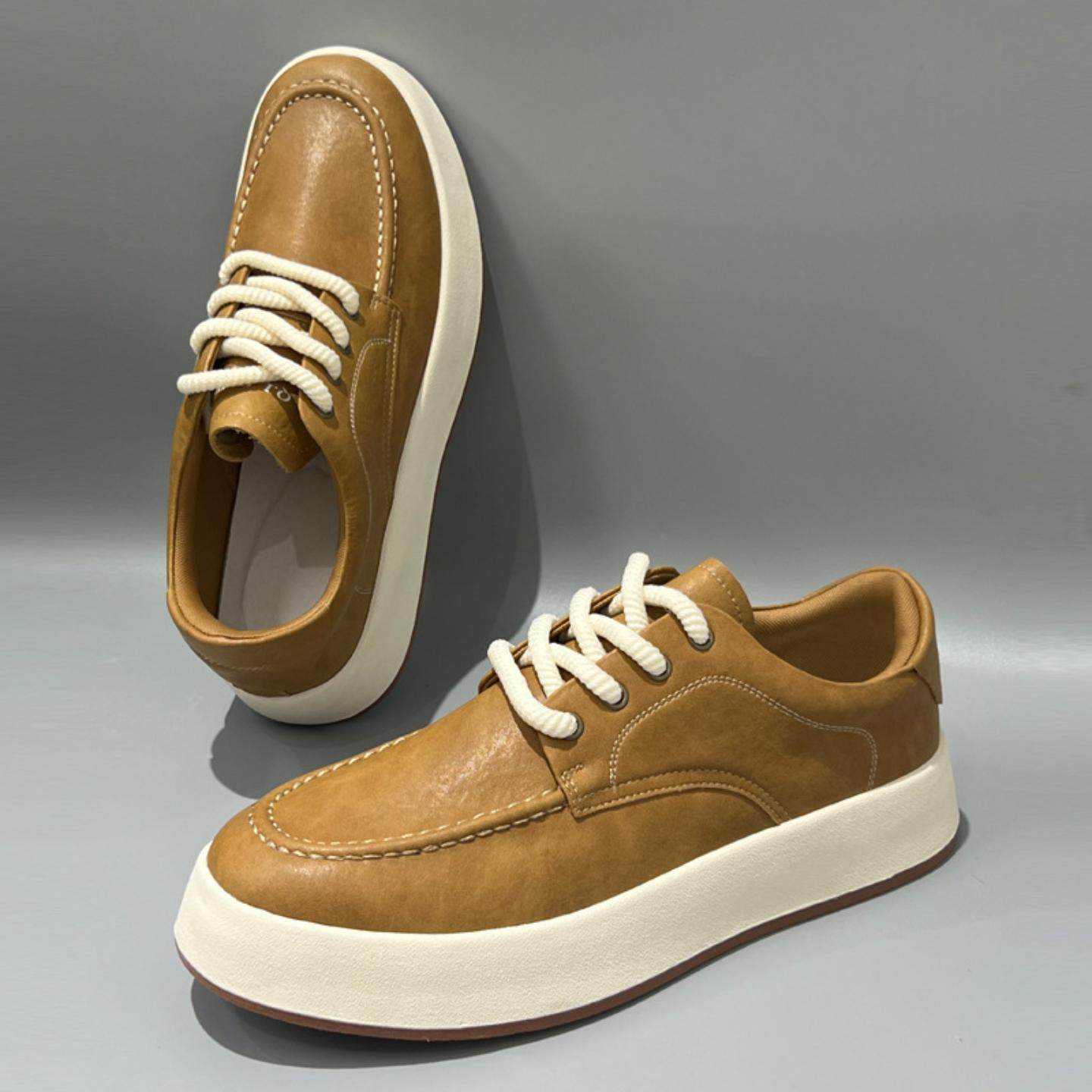 普洛克正品 新款真皮透气休闲鞋子男厚底防滑工作男鞋潮流小皮鞋,淘宝优惠券,粉丝福利购,淘宝优惠卷