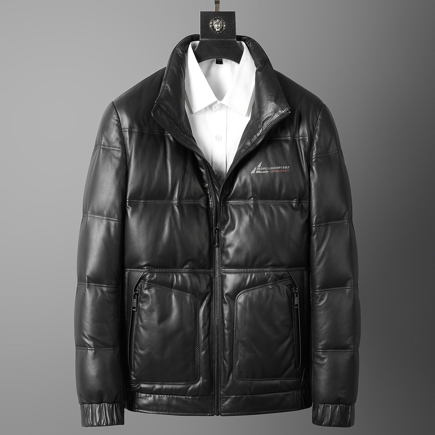 普洛克正品 真皮羽绒服绵羊皮夹克立领鹅绒内胆休闲百搭秋冬外套