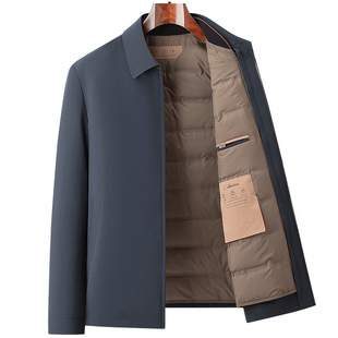 普洛克正品 秋冬季90鹅绒羽绒服男商务行政干部翻领夹克外套