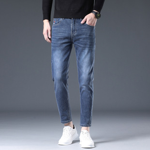 普洛克正品 新款男修身小脚裤9分裤弹力非羽绒裤牛仔九分裤长裤子