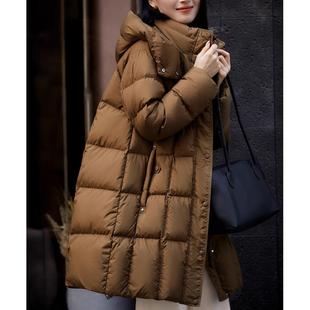 普洛克正品 火山岩密可柔鹅绒服95白鹅绒中长款羽绒服外套冬女装