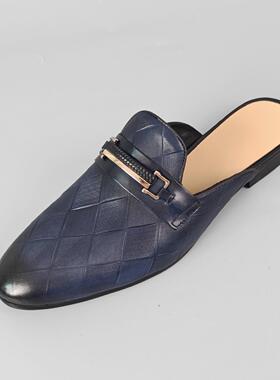 普洛克正品 乐福鞋头层牛皮皮鞋休闲百搭套脚单鞋套脚男黑色潮鞋