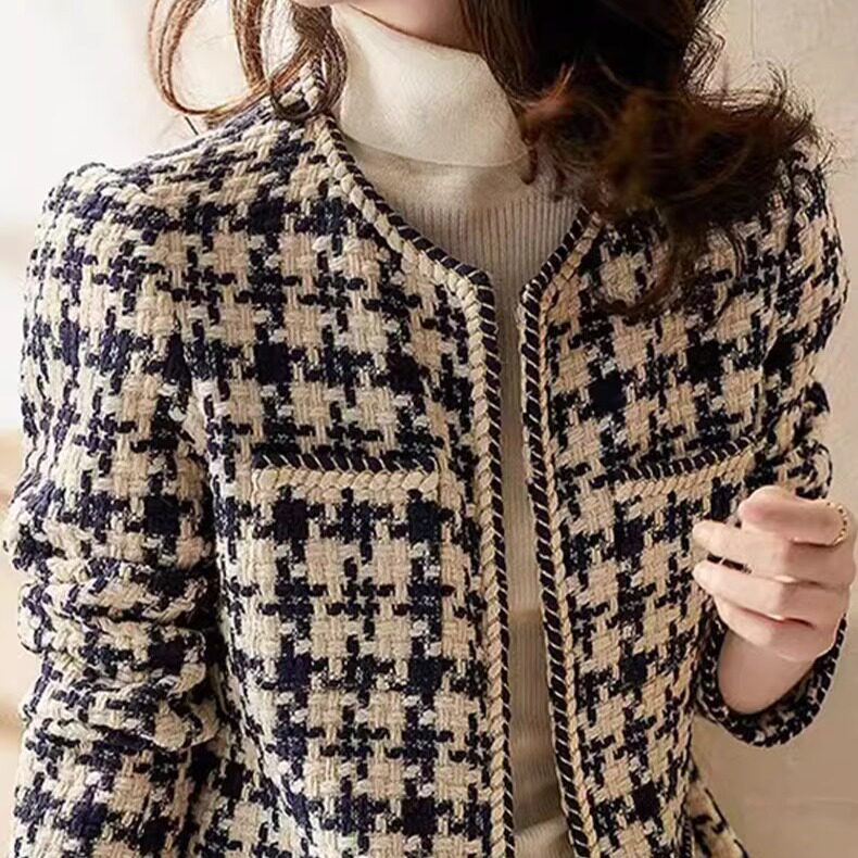 普洛克正品 外套高端粗花毛呢短款夹克春秋冬款女装红色户外上衣