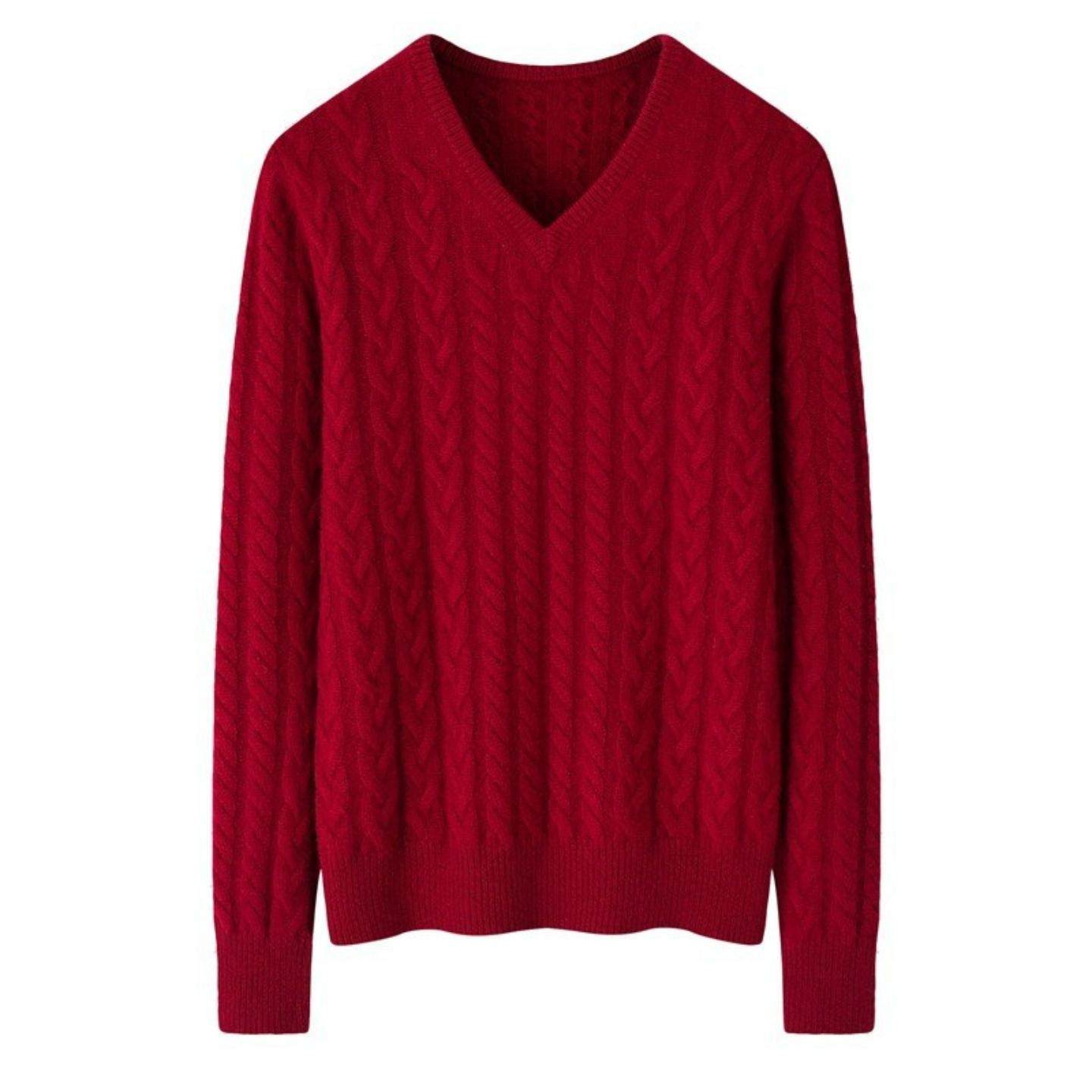 普洛克正品 v领麻花加厚毛衣套头显瘦打底衫鄂尔多斯市冬山羊绒衫