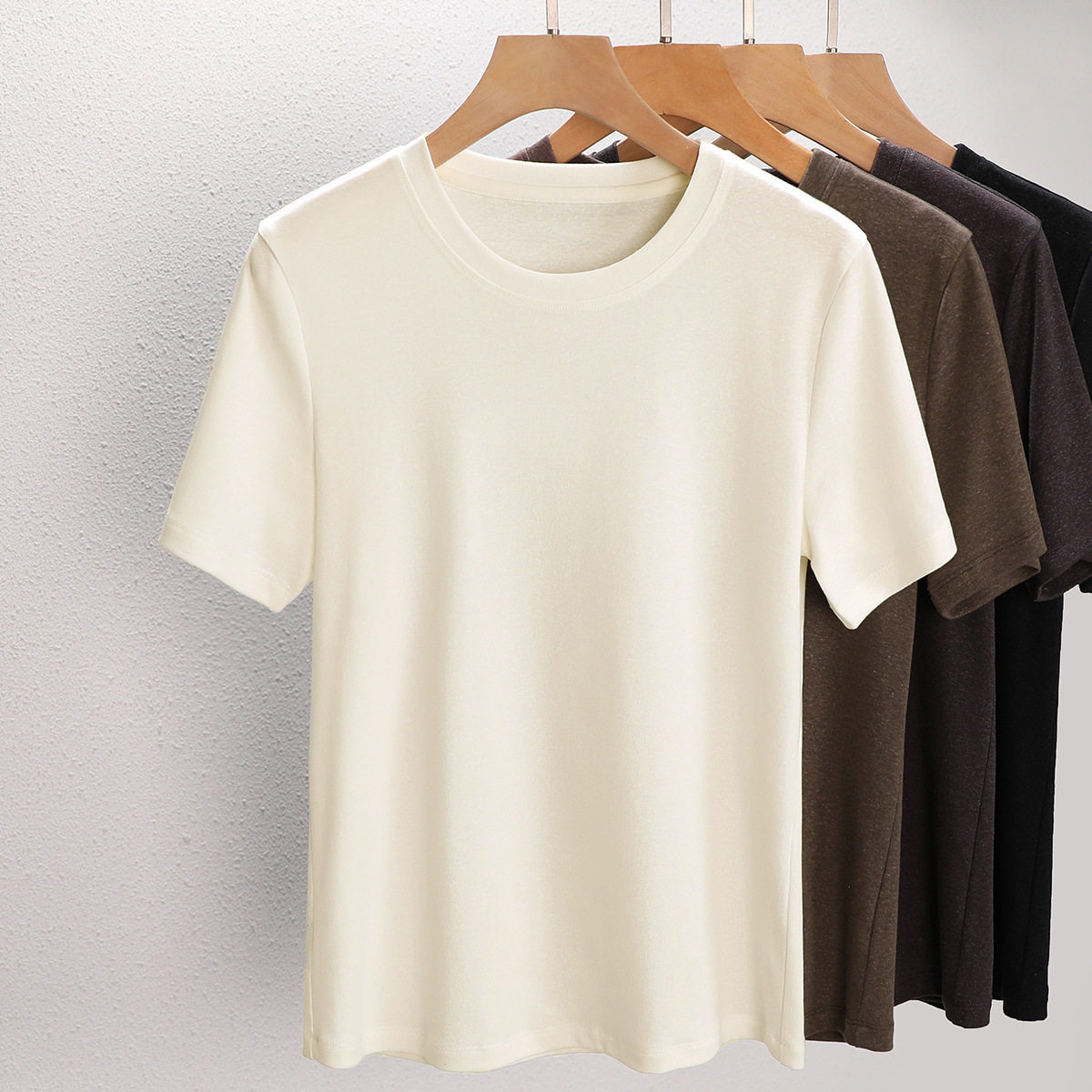 普洛克正品 莱赛尔天丝亚麻面膜短袖T恤女夏薄打底衫宽松上衣服