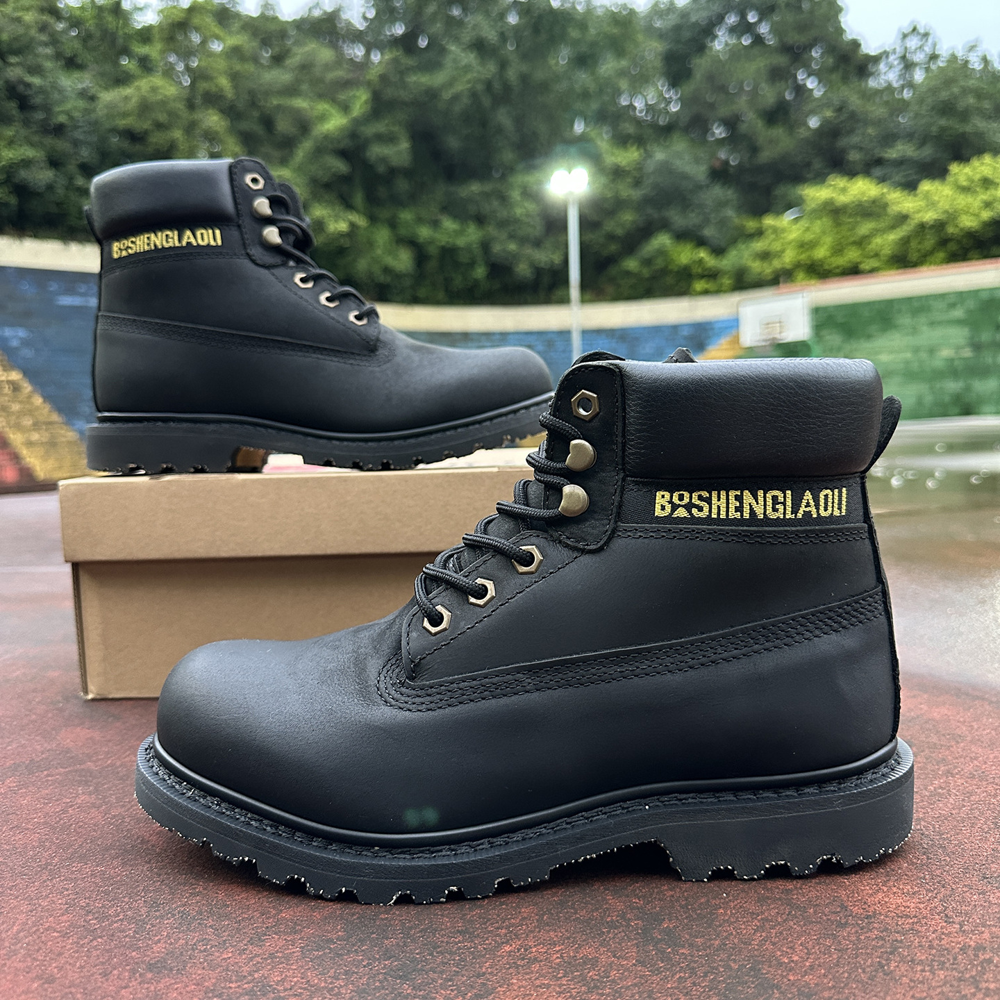 普洛克正品 马丁靴头层牛皮固特异经典大黄靴手工男鞋真皮工装靴