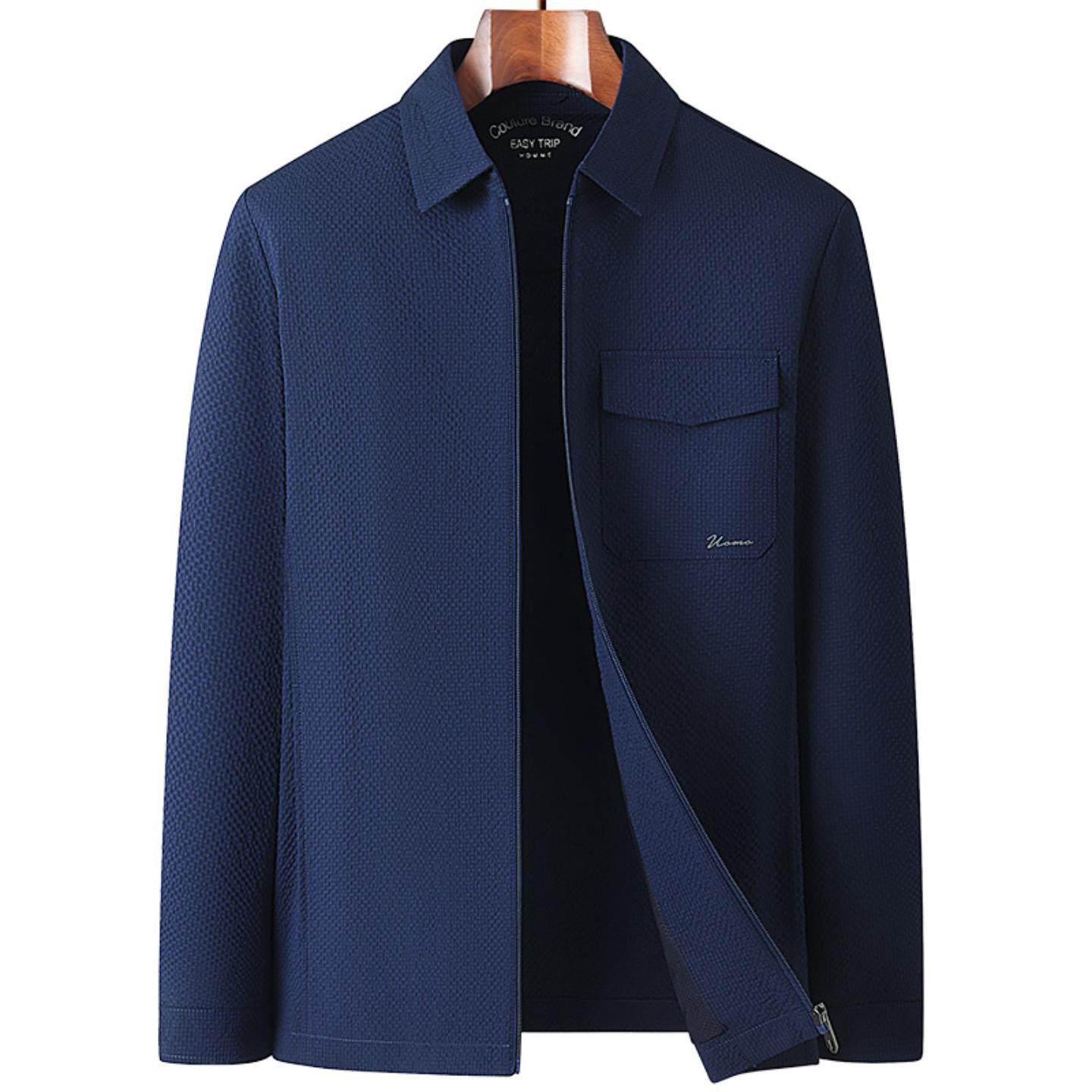 普洛克正品 男夹克翻领薄款春夏秋行政商务休闲拉链工装外套西服