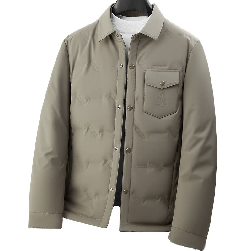 普洛克正品90白鹅绒男羽绒服秋冬白中青年保暖衬衣版休闲轻薄外套