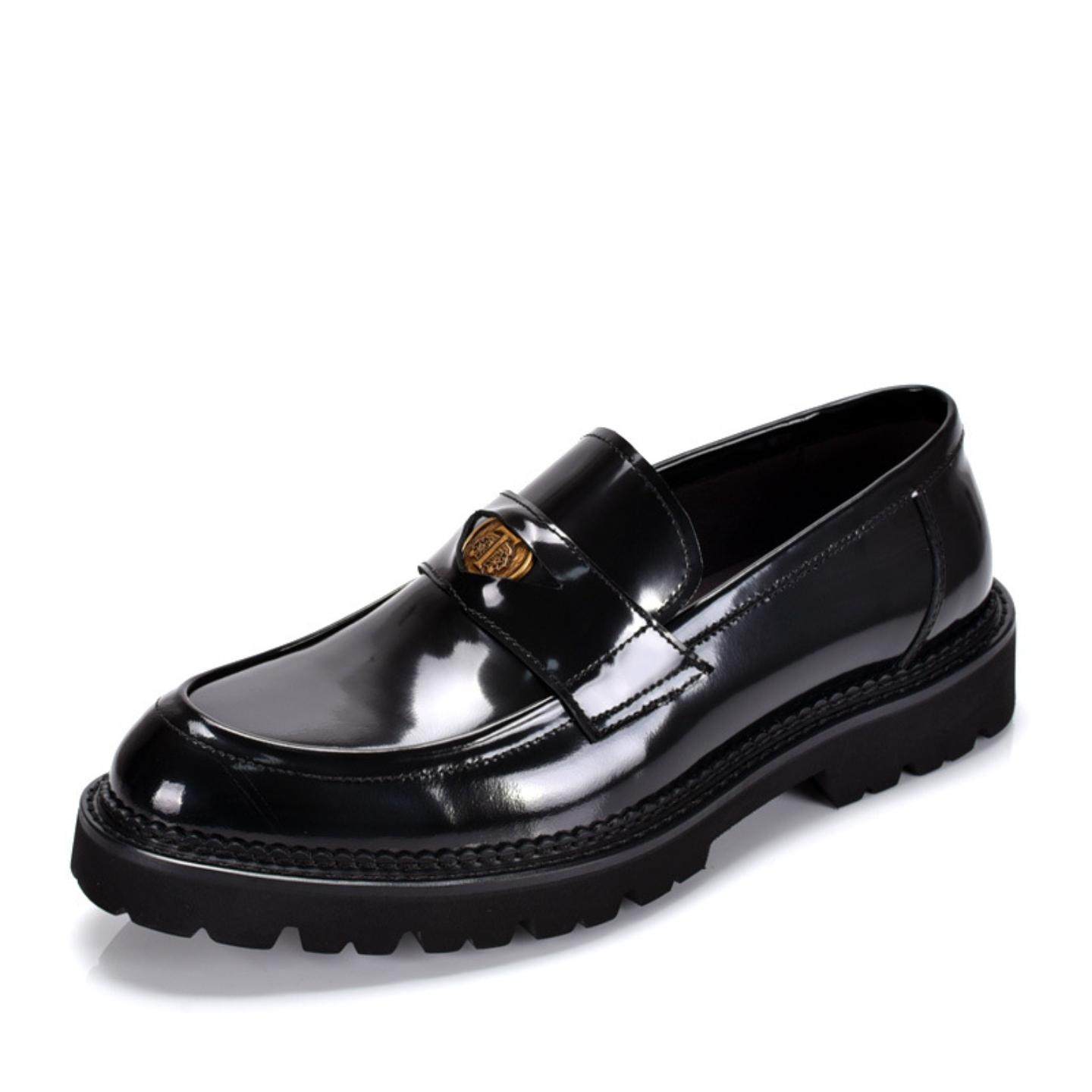 普洛克正品 头层牛皮商务休闲皮鞋男真皮圆头英伦乐福鞋漆皮亮面,流行男鞋,马丁靴,淘宝优惠券,粉丝福利购,淘宝优惠卷