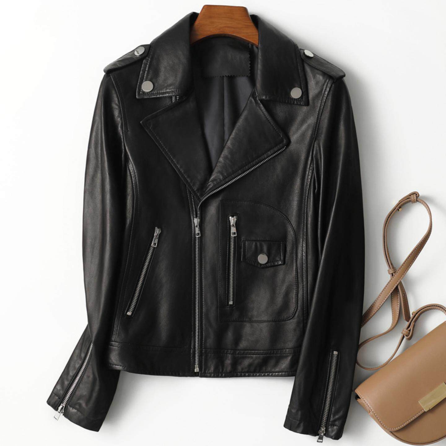 普洛克正品 皮衣女短款外套修身时尚韩版休闲大码春秋女装皮夹克