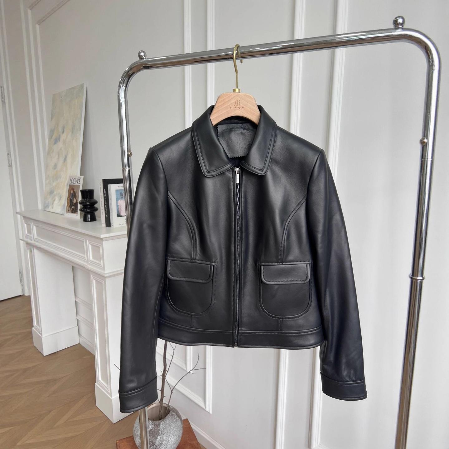 普洛克正品 5秋冬新款真皮皮衣女短皮夹克高腰显瘦绵羊皮皮衣外套