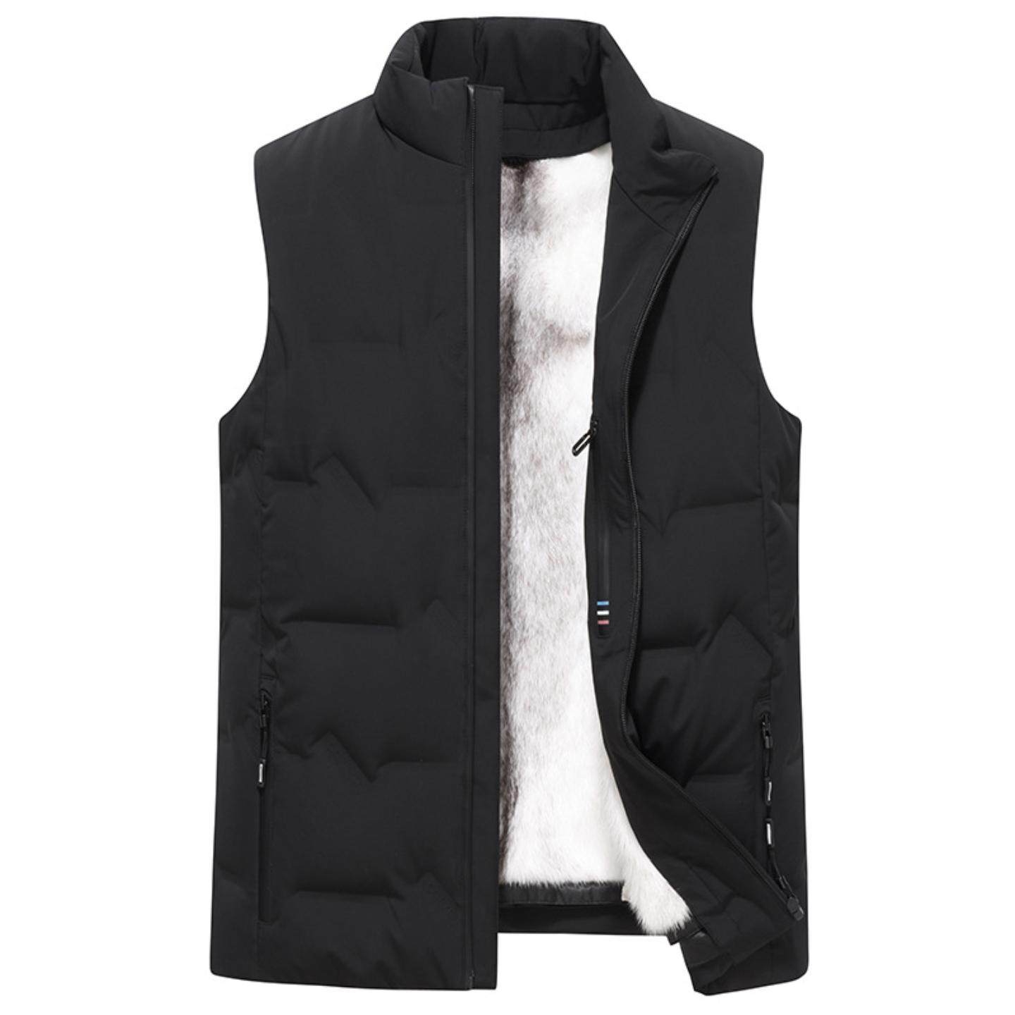 普洛克正品 鹅绒羽绒服马甲整貂十字貂皮草外套加厚保暖商务背心