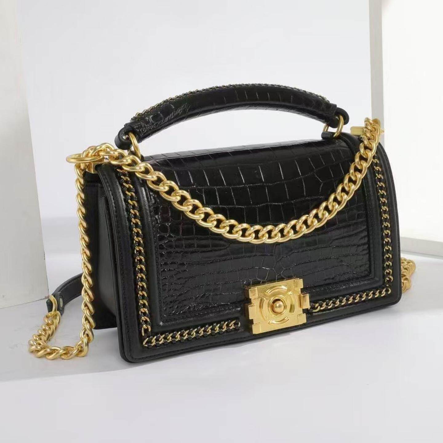 普洛克正品 链条包轻奢手提女包辣妈单肩包高级感鳄鱼皮斜挎包包
