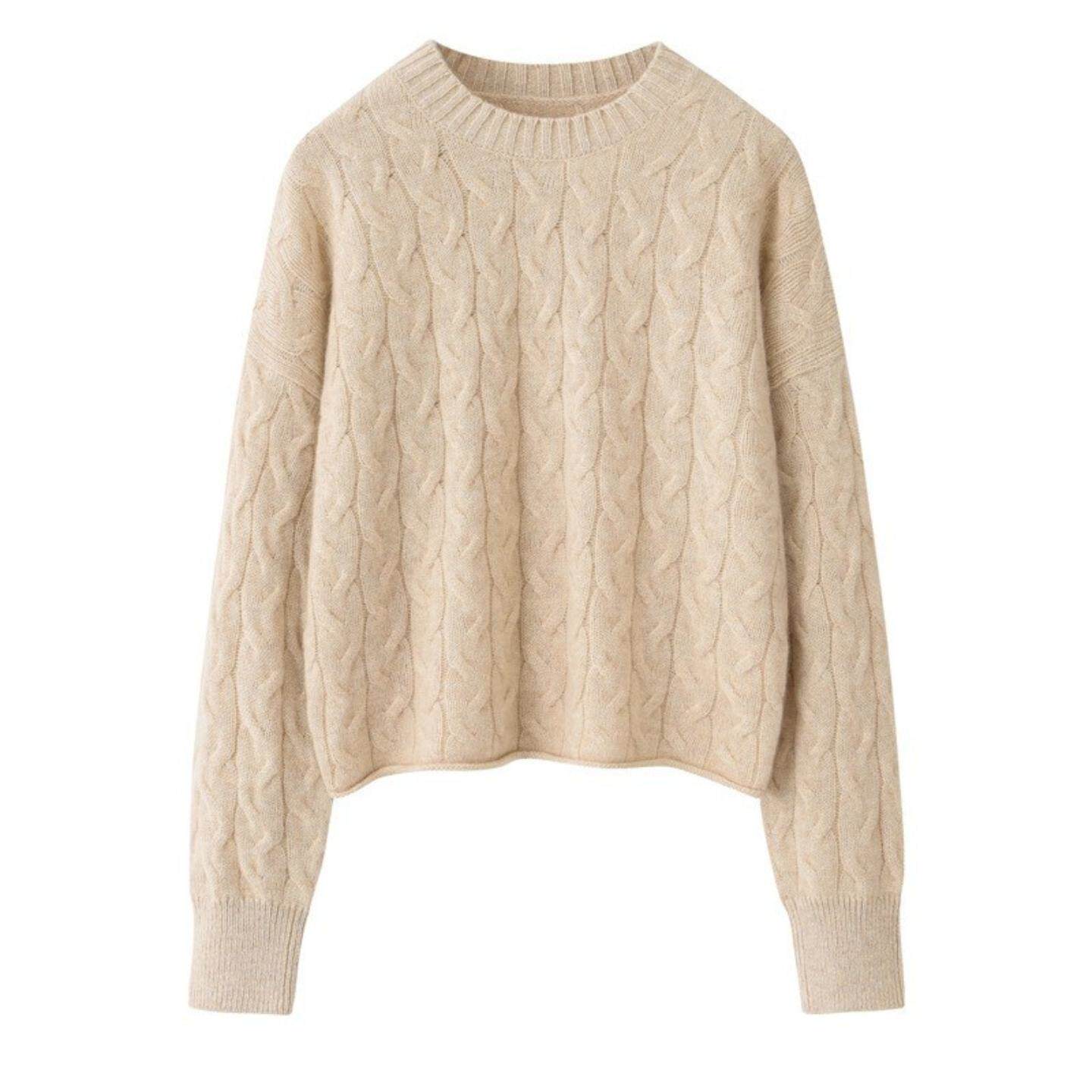 普洛克正品 秋冬新款女外套圆领绞麻花针织打底衫慵懒风套头毛衣