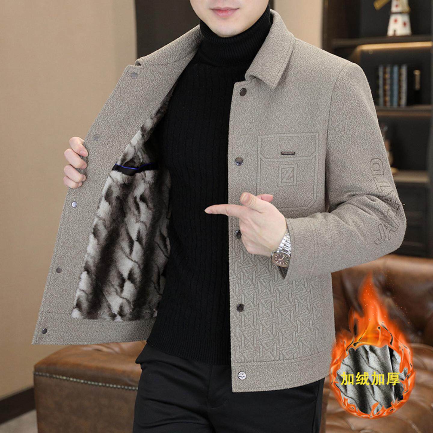 普洛克正品男装 商务休闲毛呢外套短款韩版休闲呢子大衣夹克上衣