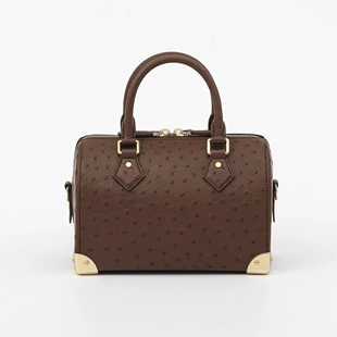 普洛克正品 进口满丁鸵鸟皮女真皮枕头包潮流紫色单肩手拎手提包